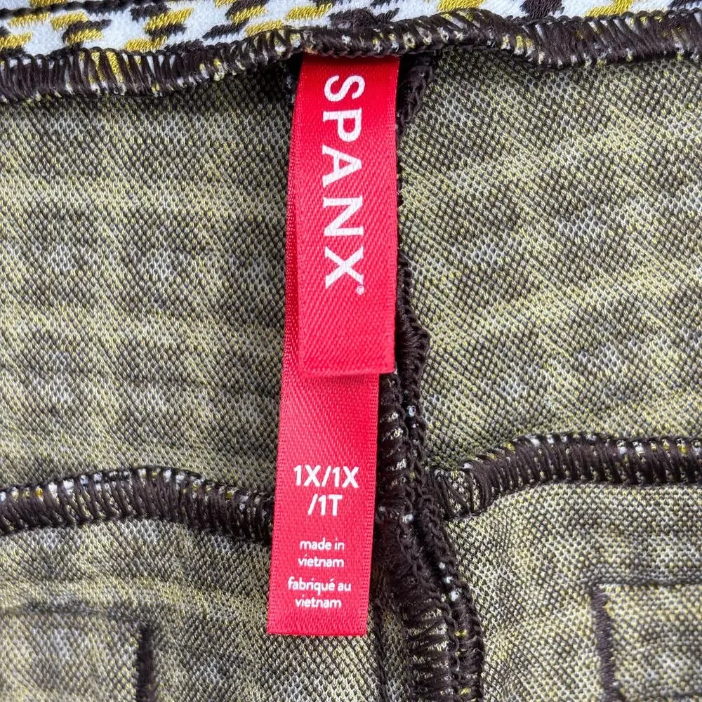 Spanx The Perfect Ankle Pants Kick Flare Size 1X Dijon Houndstooth Ponte Pull On - Picture 4 of 13